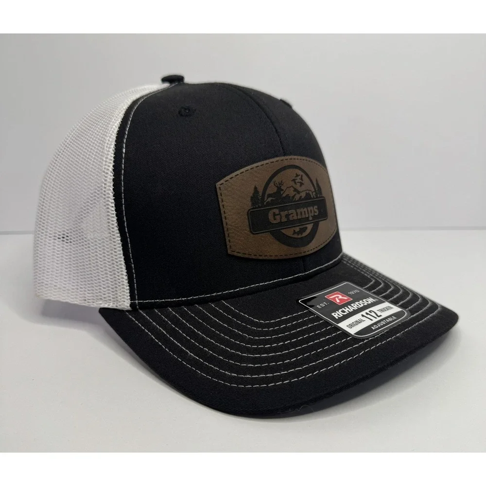 Gramps Cap Richardson 112 Trucker Cap Black / White Grandpa Dad Gift New